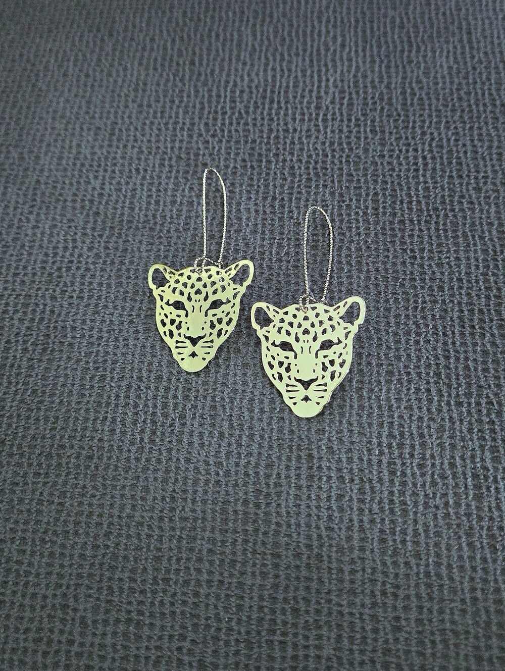 bella jack Laser Cut✂️ Leopard🐆 Head Earrings